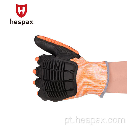 Luvas de trabalho de Hespax, anti -impacto revestido com nitrila por atacado